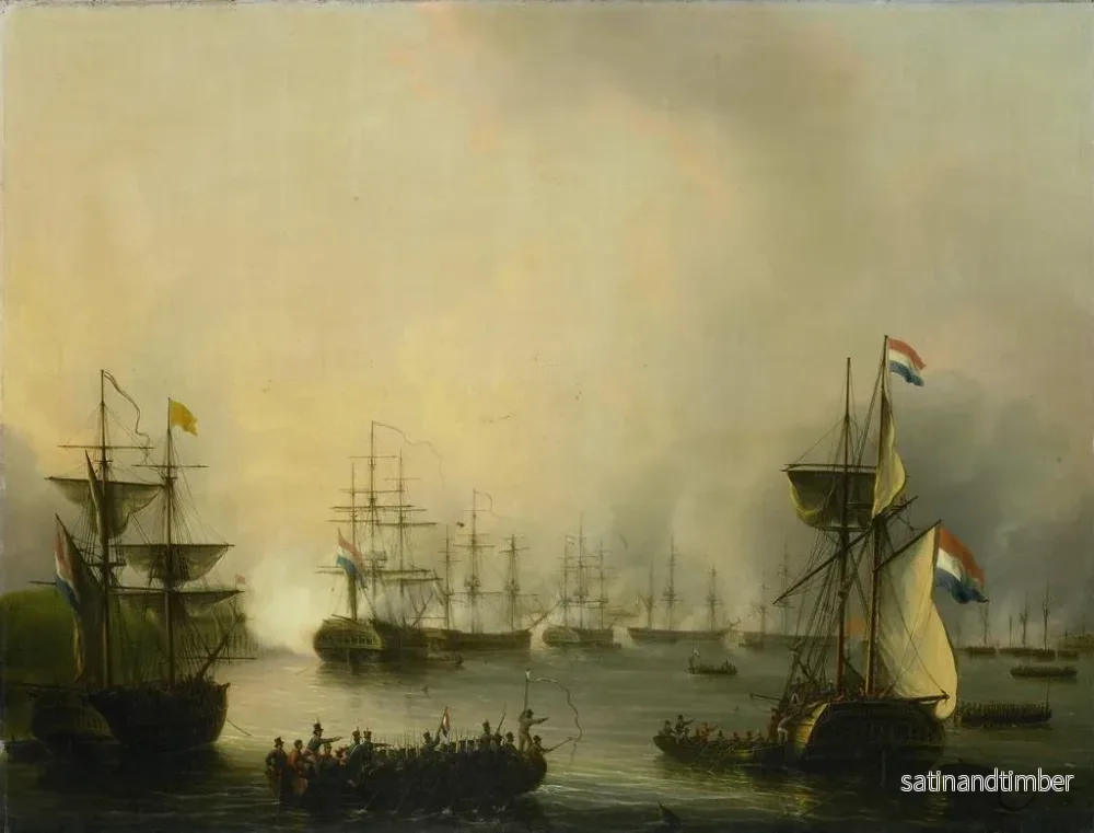 Reproduktion av målningen av bombardemanget av Palembang, Sumatra, 24 juni 1821 - Martinus Schouman - Bild 2