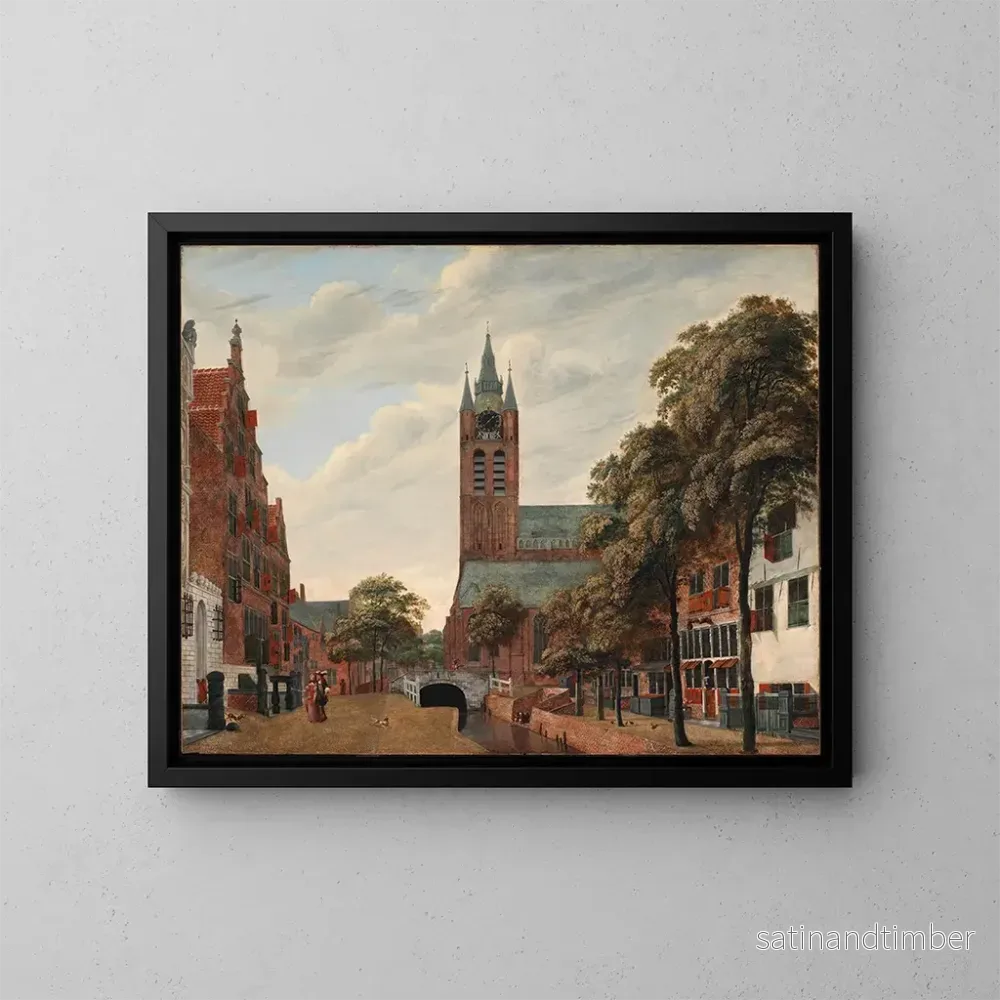 Reproduktion av målningen Vue du canal Oude Delft à Delft - Jan van der Heyden
