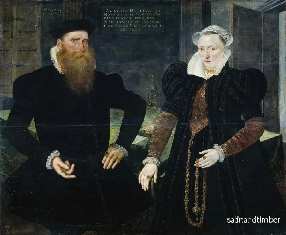 Reproduktion av målningen av porträtt av Gillis Hooftman, skeppsägare, och hans fru Margaretha van Nispen - Maerten de Vos - Bild 2