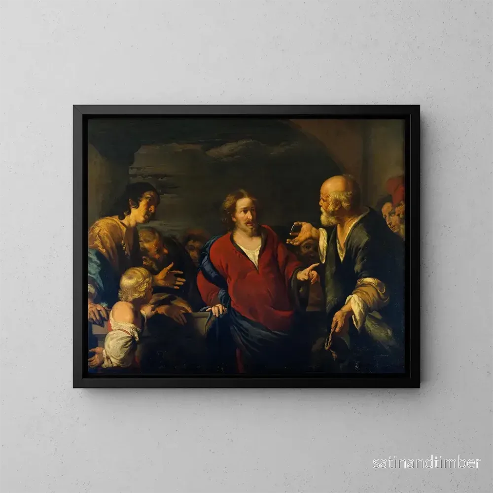Reproduktion av målningen L'Offrande à la monnaie - Bernardo Strozzi