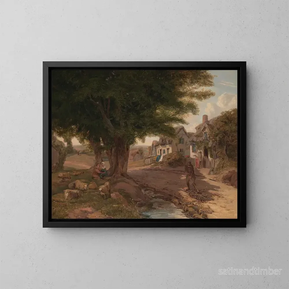 Reproduktion av målningen Scène de village - Jessica Landseer