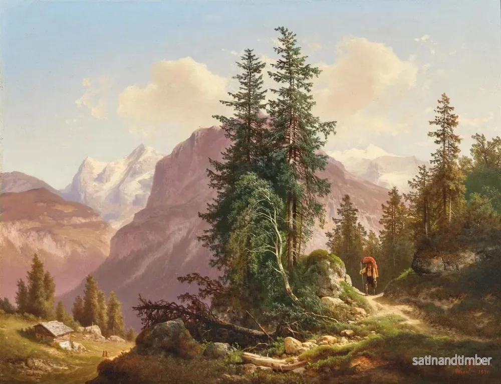 Reproduktion av målningen av Eiger, Mönch och Silberhorn i Schweiz - Carl Hasch - Bild 2