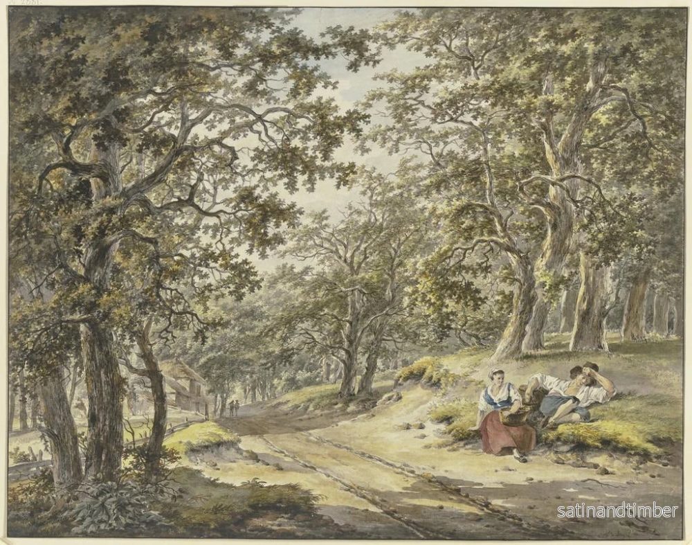 Reproduktion av målningen av vägen genom skogen, passerande förbi en fruktträdgård, med en bonde och en bondhustru som vilar med sina korgar - Hermanus van Brussel - Bild 2