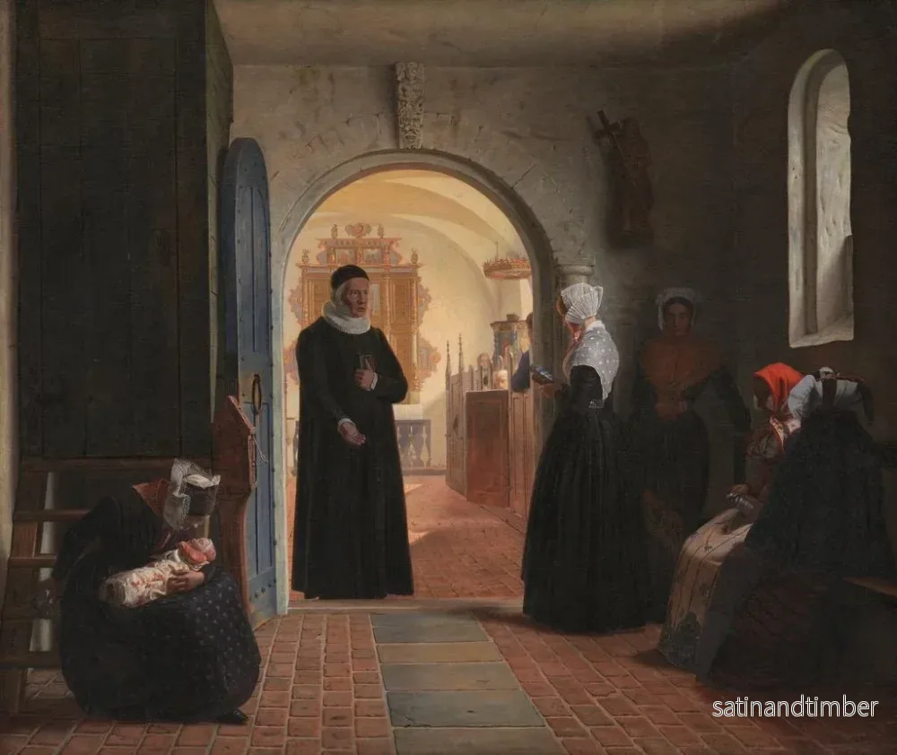 Reproduktion av målningen En högtidlig procession i kyrkan efter förlossningen - Christen Dalsgaard - Bild 2