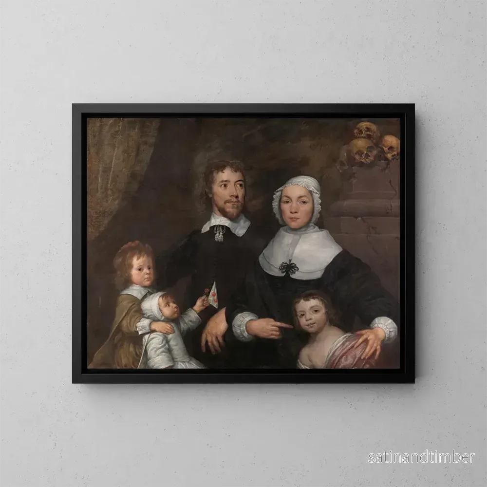 Reproduktion av målningen Porträtt av en familj, troligen Richard Streatfeilds - William Dobson