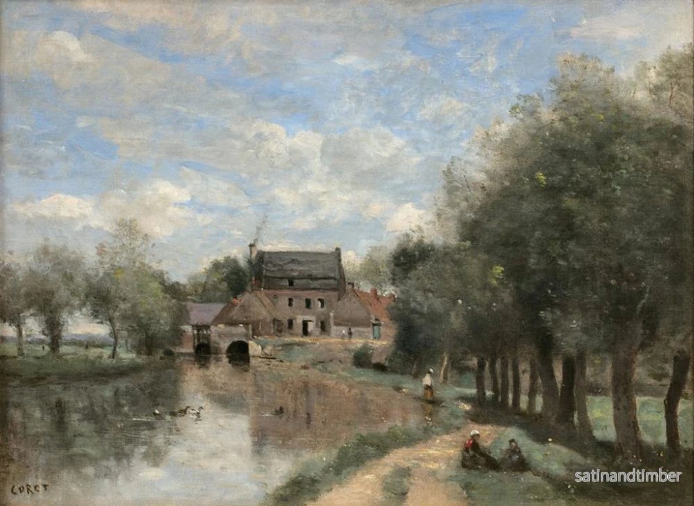 Reproduktion av målningen Arleux-du-Nord, le Moulin Drocourt sur la Sens - Jean-Baptiste-Camille Corot - Bild 2