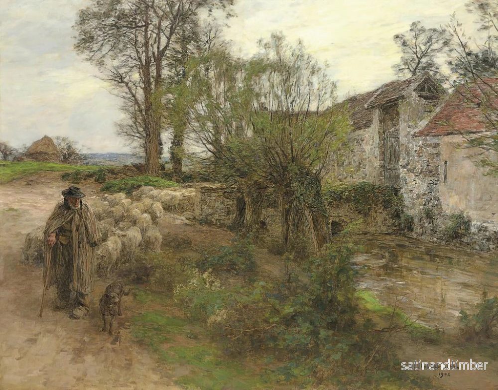 Reproduktion av målningen Utsläpp av hjord på Chailly-gatan - Léon Augustin Lhermitte - Bild 2