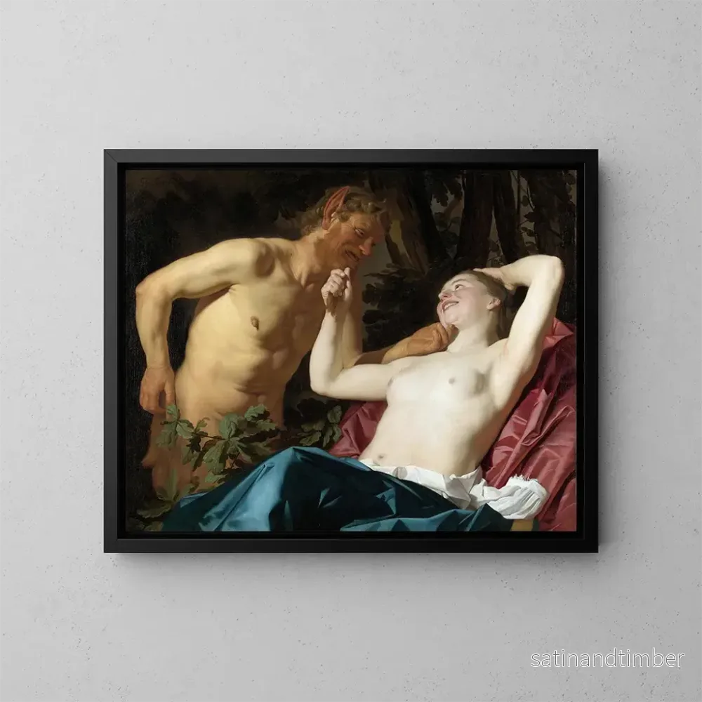 Reproduktion av målningen Satyr och Nymf - Gerard van Honthorst