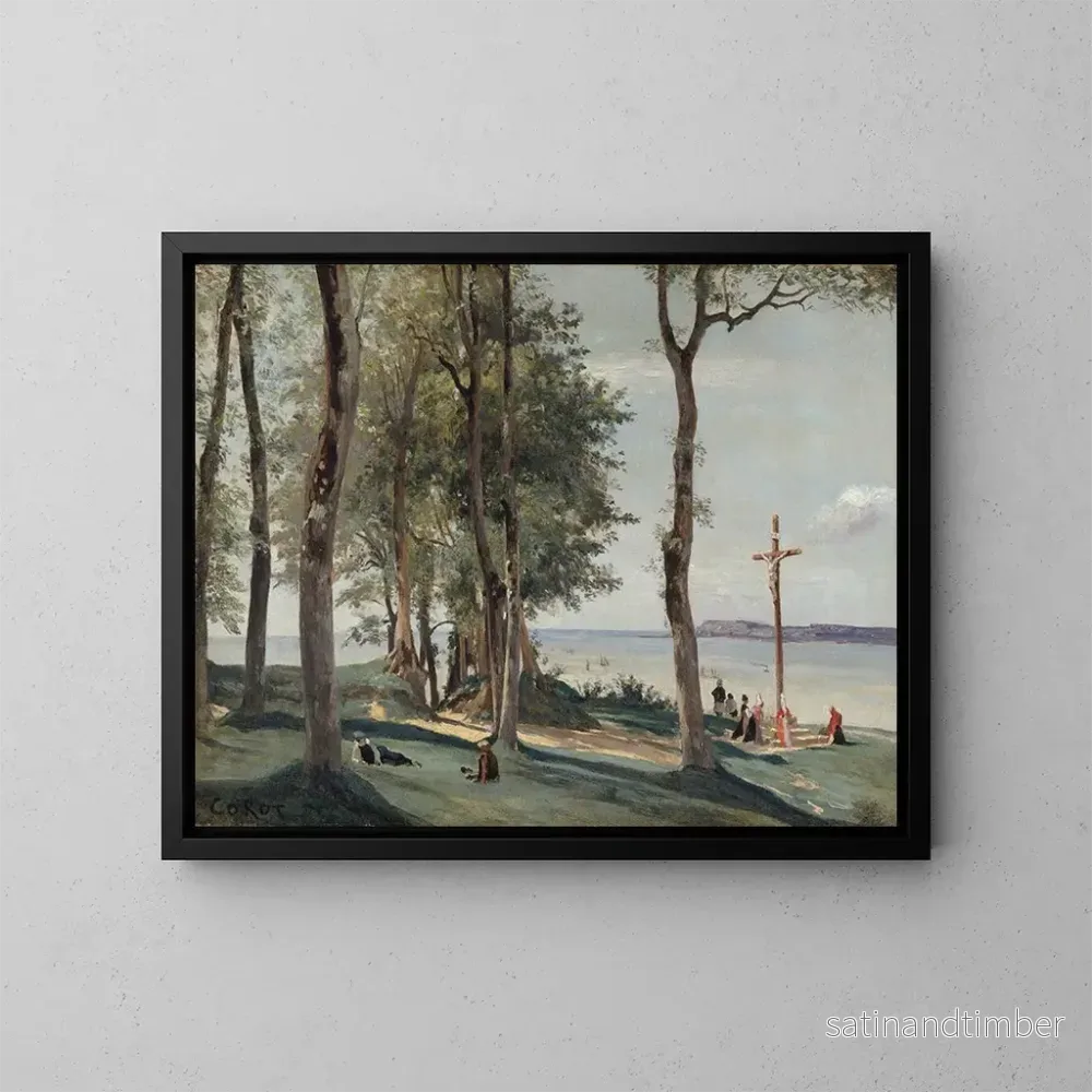 Reproduktion av målningen Calvaire de Honfleur - Jean-Baptiste-Camille Corot