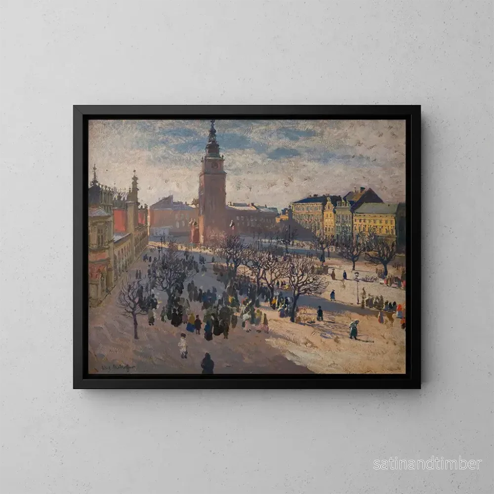 Reproduktion av målningen Place du marché principal à Cracovie – Józef Mehoffer Reproduktion av målningen Place du marché principal à Cracovie – Józef Mehoffer
