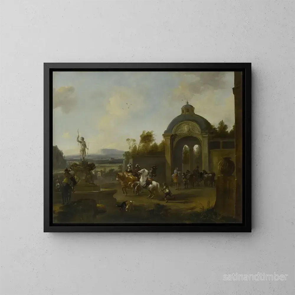 Reproduktion av målningen Jakt vid fontänen - Pieter Wouwerman