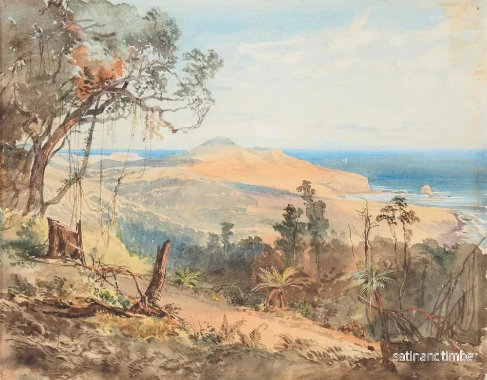 Reproduktion av målningen av Sandfly-bukten och måsarnas klippa nära Dunedin - Nicholas Chevalier - Bild 2