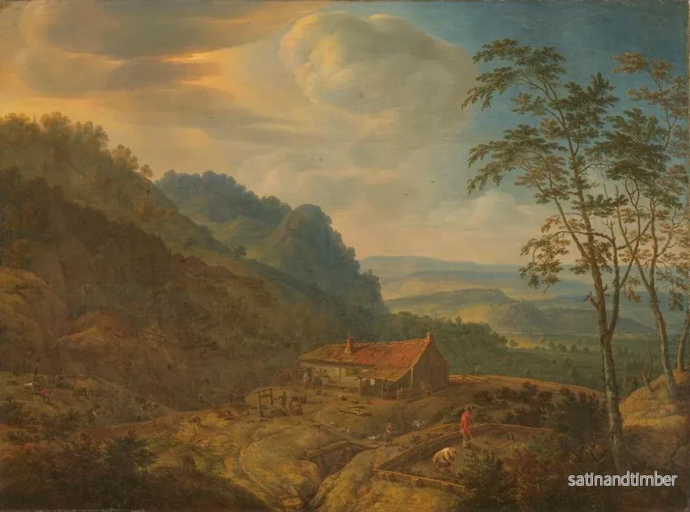 Reproduktion av målningen Landskapsbild av berg med gård - Herman Saftleven - Bild 2