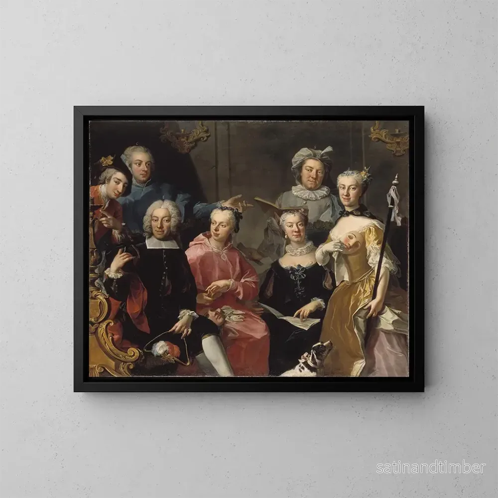 Reproduktion av målningen Ulrika Lovisa Tessin, Carl Gustaf Tessin, Erik Sparre, Johan Gabriel Sack, Nils Bielke, Eva Bielke och Hedvig Elisabet Sack - Martin van Meytens