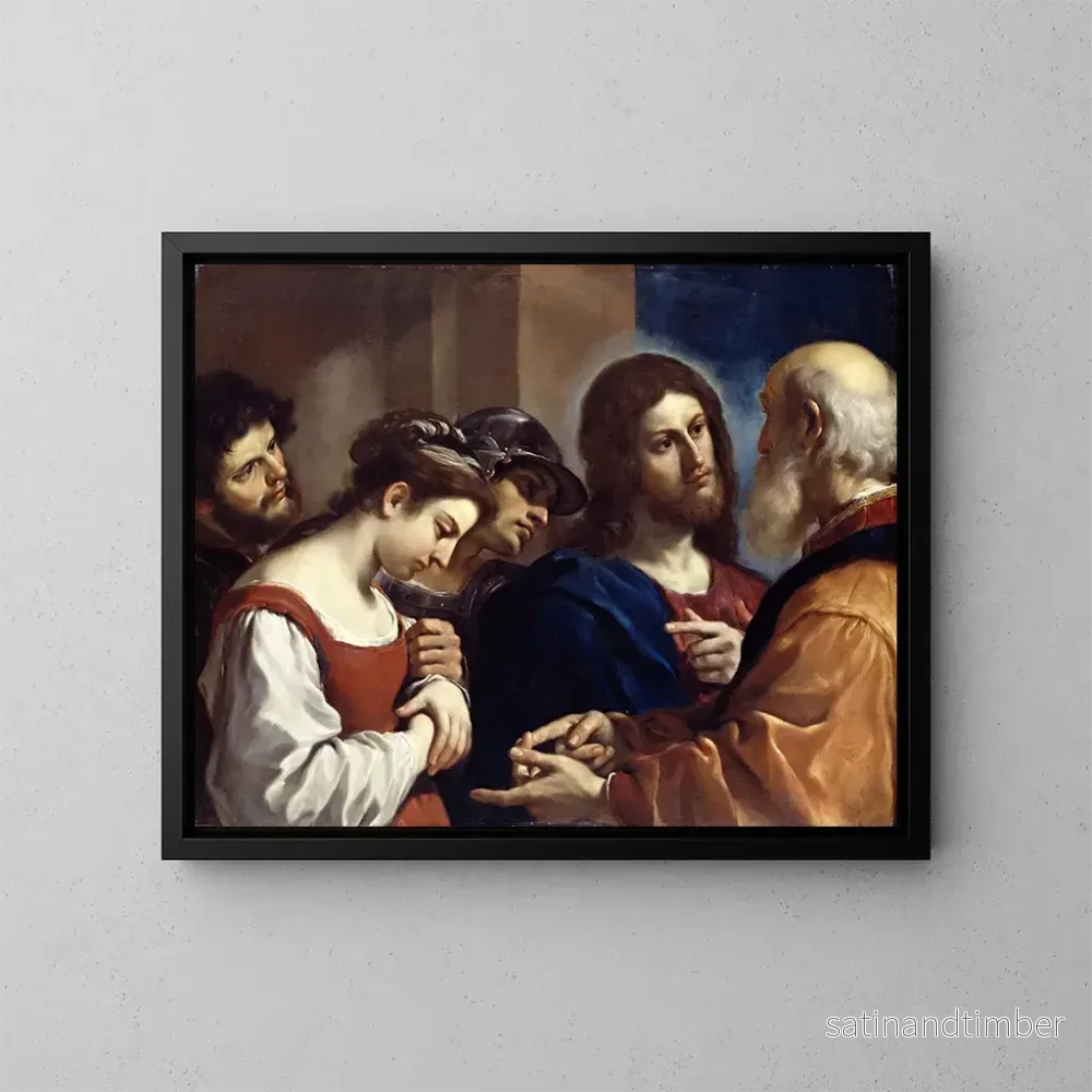 Reproduktion av målningen La femme adultère - Guercino