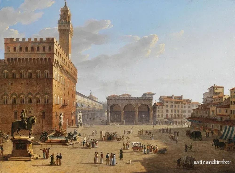 Reproduktion av målningen Place de la Signoria Florence - Roberto Roberti - Bild 2