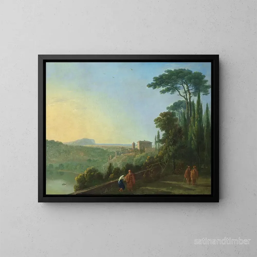 Reproduktion av målningen Lac Nemi och Genzano från terrassen vid Capucinerklostret - Richard Wilson