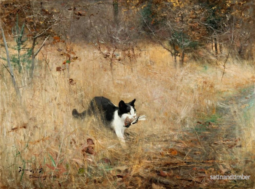 Reproduktion av målningen Jakt på katten med fåglar - Bruno Liljefors - Bild 2