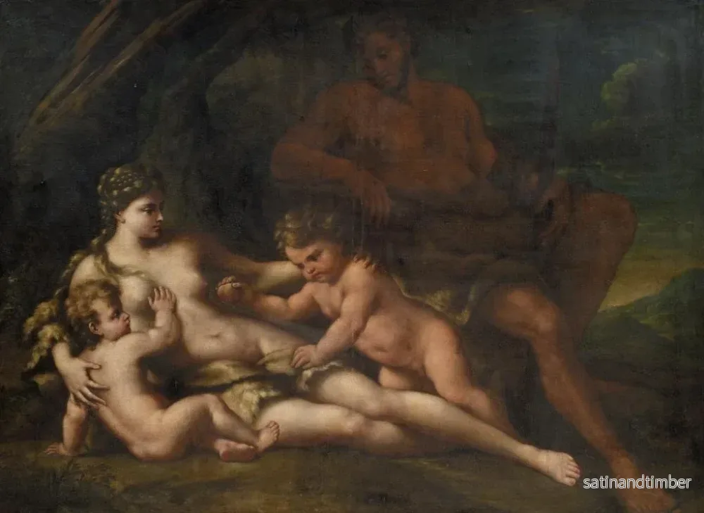 Reproduktion av målningen Adam och Eva med Kain och Abel - Nicola Vaccaro - Bild 2
