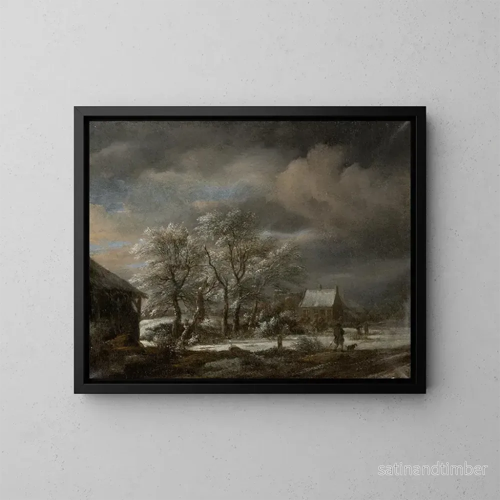 Reproduktion av målningen av vinterlandskap med snöklädda träd - Jacob van Ruisdael
