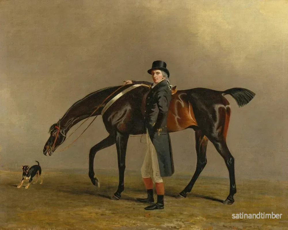 Reproduktion av målningen Le Honorable Peniston Lamb avec son cheval Assassin et son chien Tanner - Benjamin Marshall - Bild 2