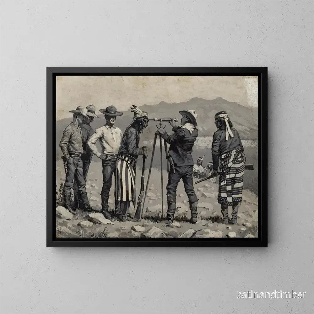 Reproduktion av målningen Titta genom teleskopet – Frederic Remington Reproduktion av målningen Titta genom teleskopet – Frederic Remington