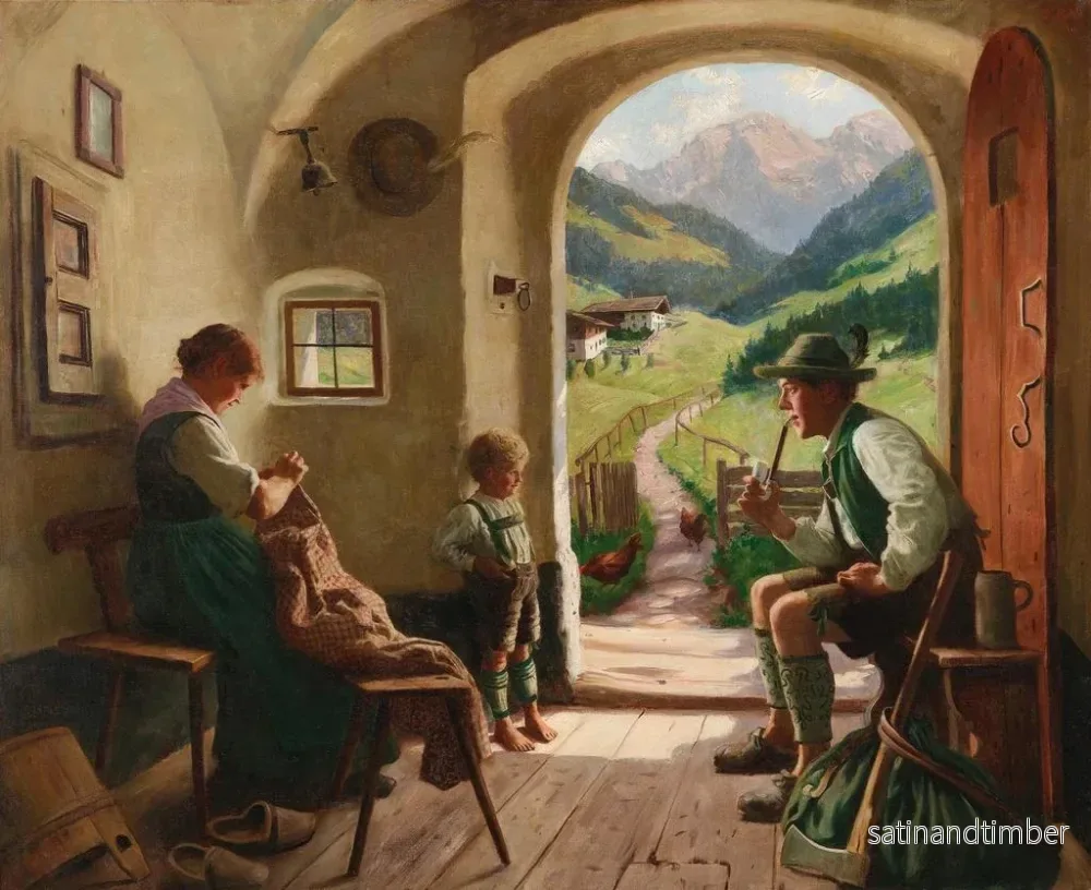 Reproduktion av målningen idyllisk familjescen - Emil Rau - Bild 2