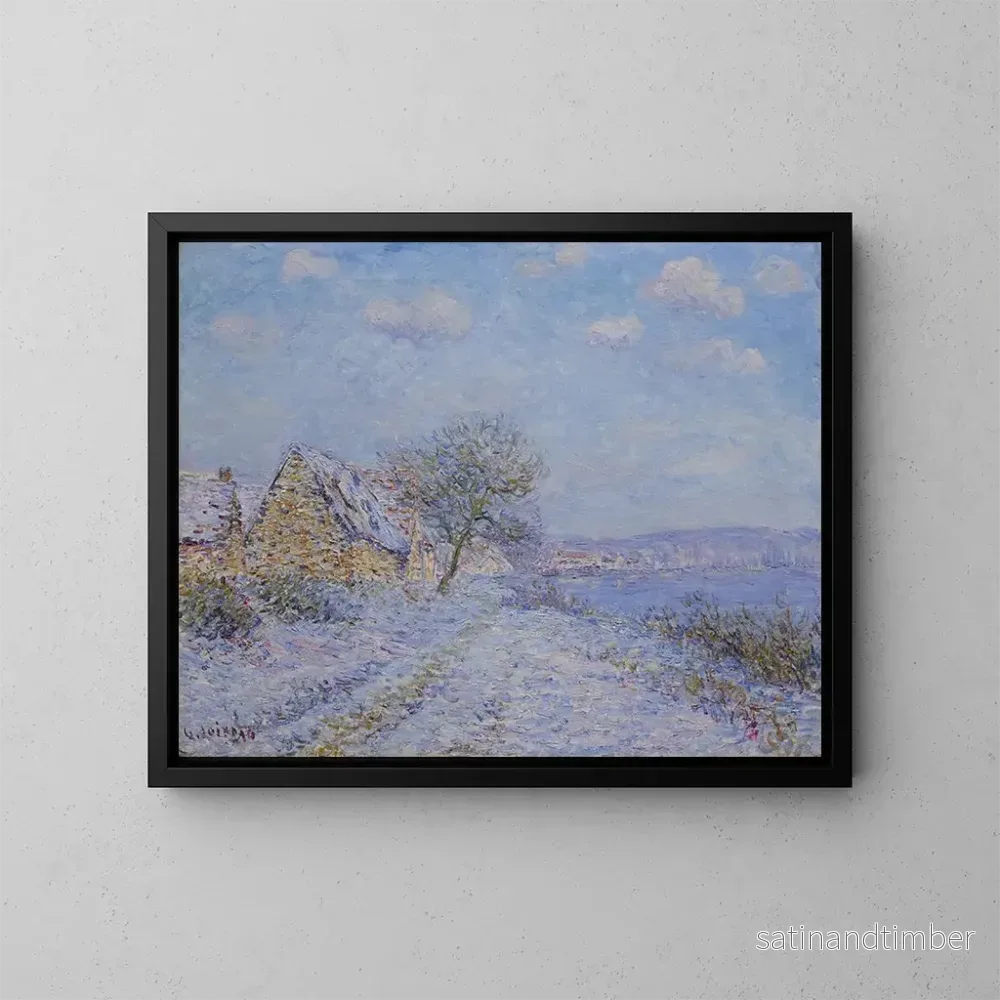Reproduktion av målningen Tournedos sur Seine, snö, frost, sol – Gustave Loiseau