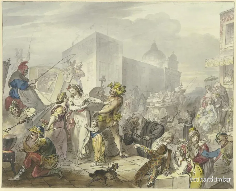 Reproduktion av målningen Scen från romerskt karneval - Johann Heinrich Ramberg - Bild 2