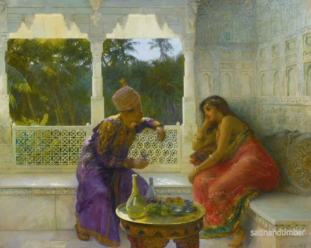 Reproduktion av målningen Figurer i ett interiör med en palmträdgård bortom (Konflikt av fall) - Edwin Lord Weeks - Bild 2