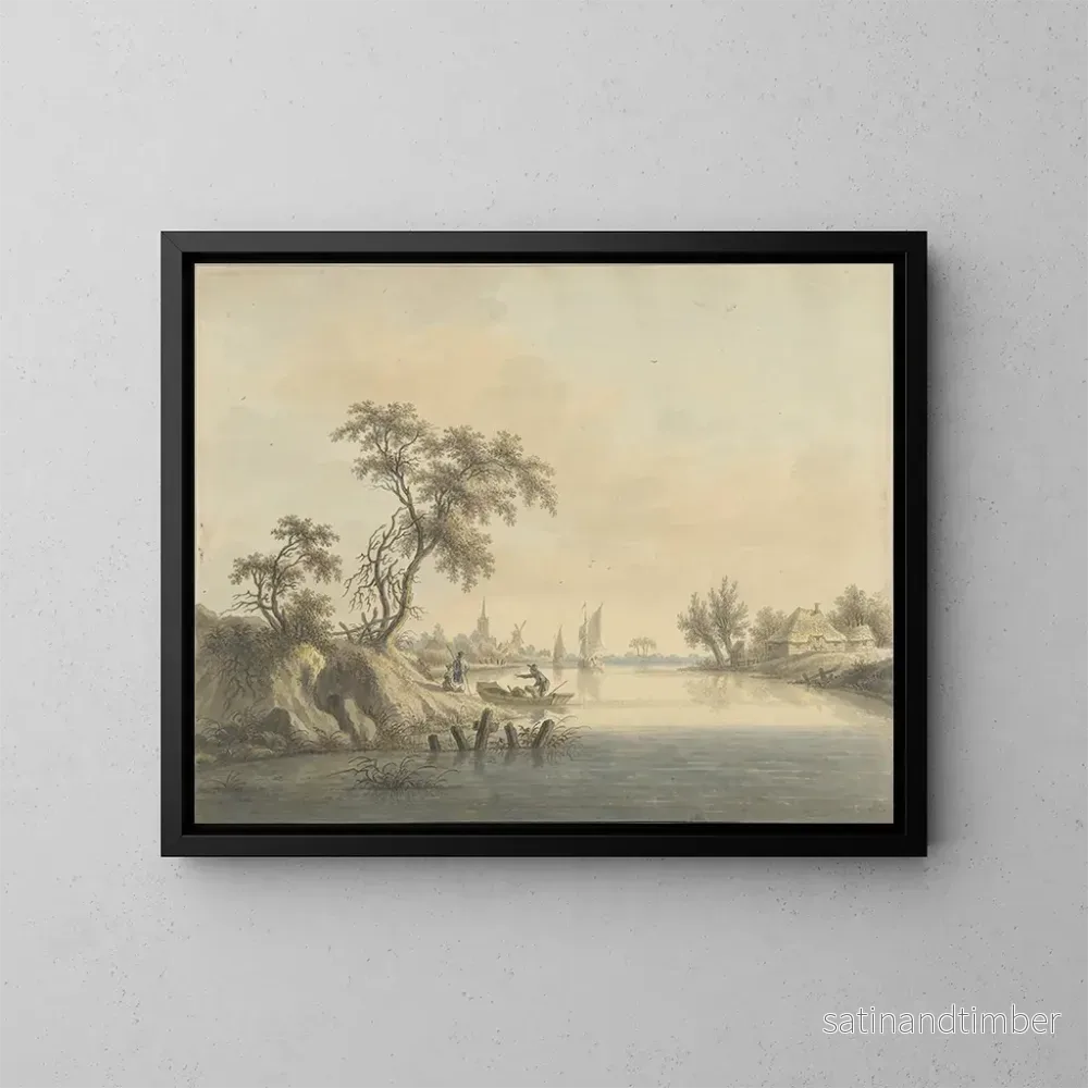 Reproduktion av målningen Vy över byn Elst vid Meuse – Nicolaas Wicart Reproduktion av målningen Vy över byn Elst vid Meuse – Nicolaas Wicart