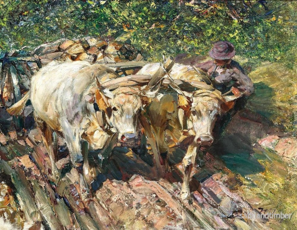 Reproduktion av målningen Två oxar som drar en vagn i Bolzano München - Heinrich von Zügel - Bild 2