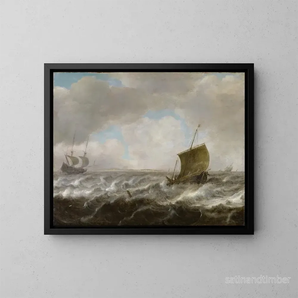 Reproduktion av målningen Mer agitée avec des navires - Julius Porcellis