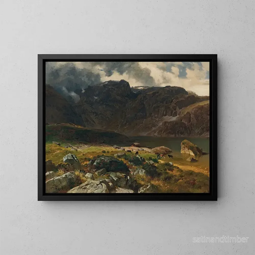 Reproduktion av målningen av Murgsjön bakom Alperna i Saint-Gall - Johann Gottfried Steffan