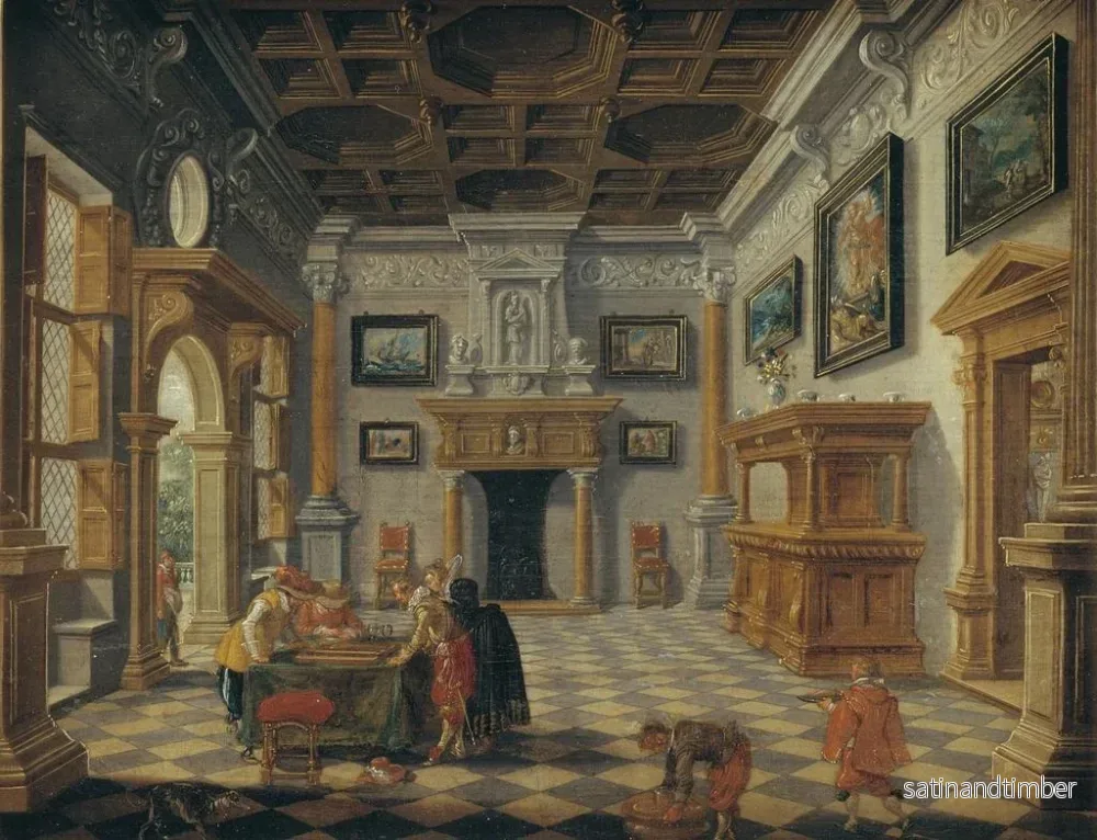 Reproduktion av målningen Lyxig renässansinomhusmålning med backgammonspelare - Bartholomeus van Bassen - Bild 2