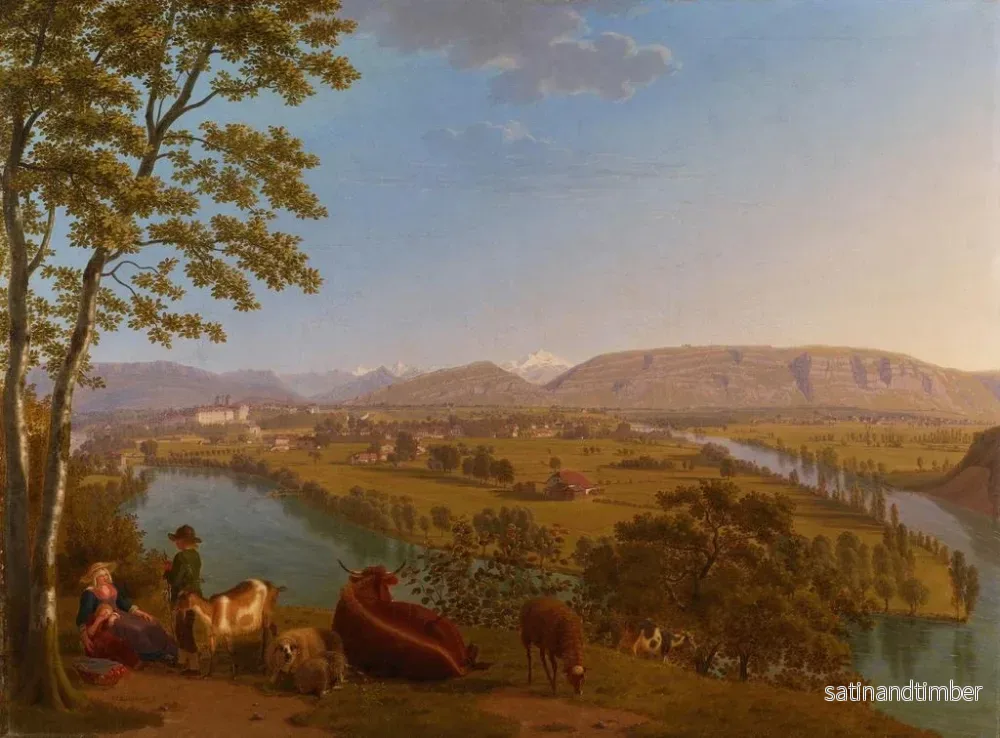 Reproduktion av målningen Genève, konfluence av Rhône och Arve - Johann Jakob Biedermann - Bild 2
