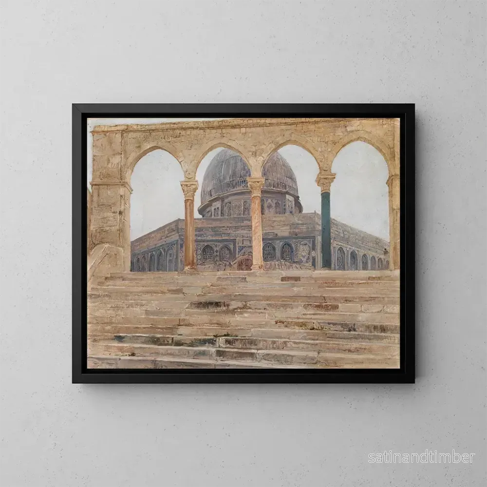 Reproduktion av målningen av Jerusalem med Omar-moskén och Klippdomen - Giulio Aristide Sartorio