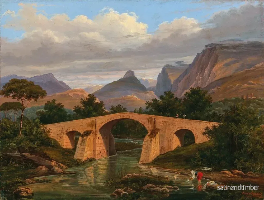 Reproduktion av målningen Pont de Battipaglia mellan Salerne och nära Neapel - Eugène von Guérard - Bild 2