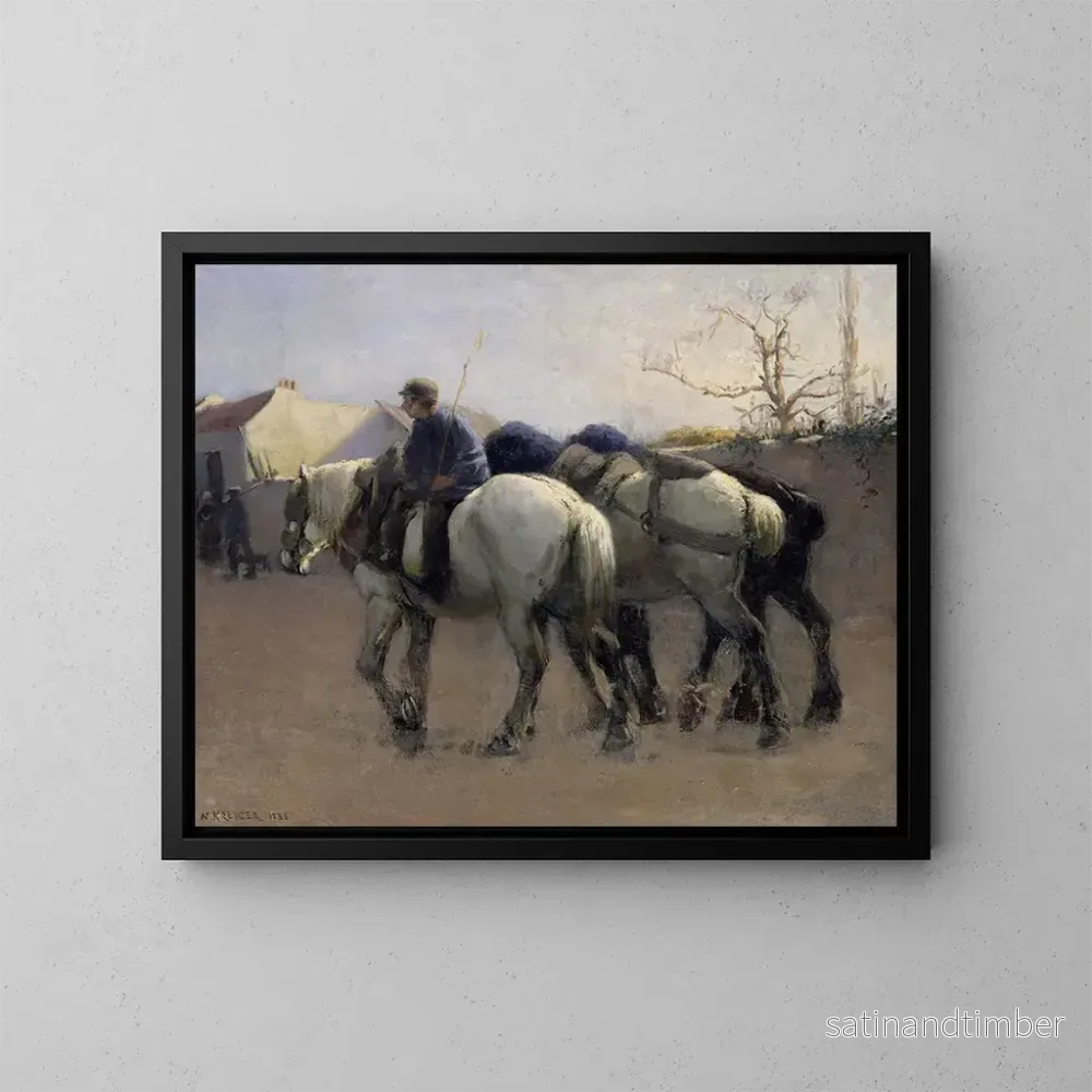 Reproduktion av målningen Rue de village français avec des chevaux – Nils Kreuger Reproduktion av målningen Rue de village français avec des chevaux – Nils Kreuger
