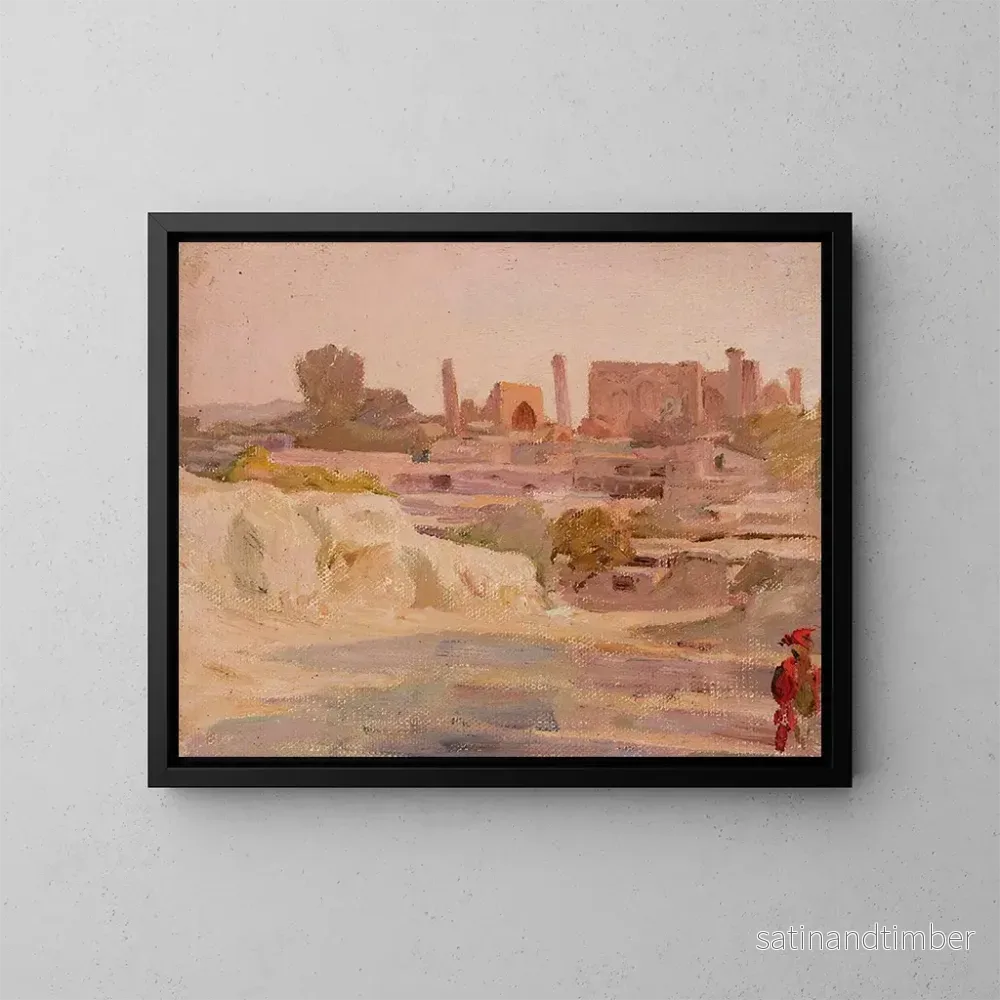 Reproduktion av målningen Översiktsbild av Samarkand från resan till Turkestan - Jan Cybis