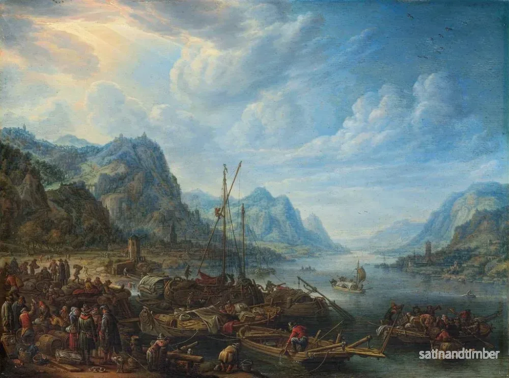 Reproduktion av målningen Vue d'une rivière avec des amarrages de bateaux - Herman Saftleven - Bild 2