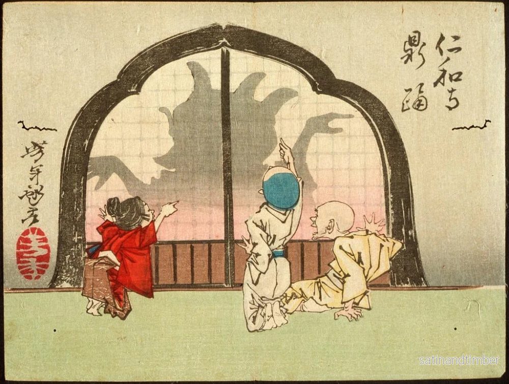 Reproduktion av målningen Le pot dansant au temple Ninnaji - Tsukioka Yoshitoshi - Bild 2
