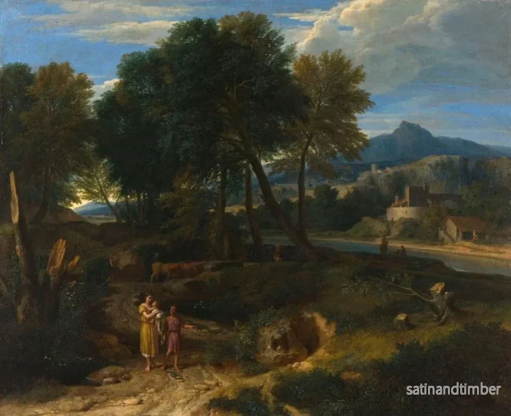 Reproduktion av målningen Pastoral med en ung präst och en kvinna som håller ett barn i armarna - Jean-François Millet - Bild 2