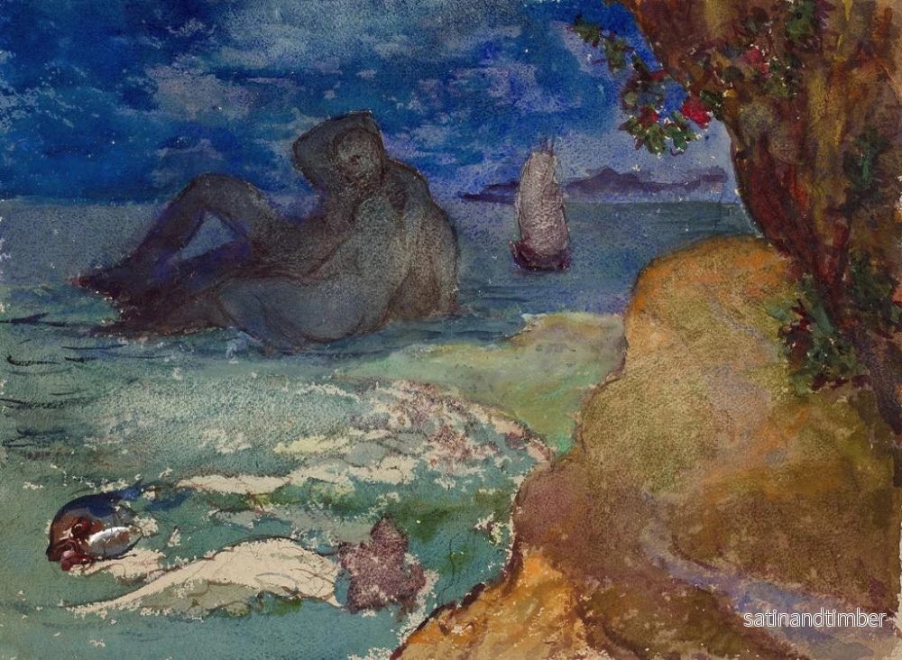Reproduktion av målningen av ett par i en marin landskap - Félix Bracquemond - Bild 2