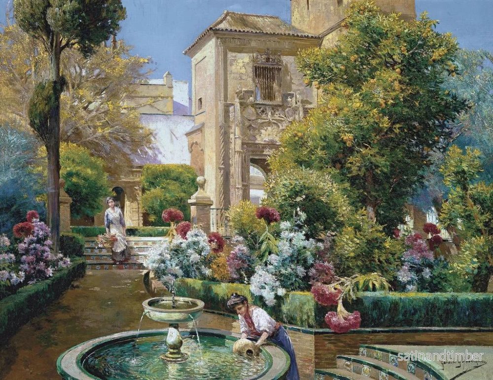 Reproduktion av målningen Les jardins de l'Alcazar de Séville - Manuel García y Rodríguez - Bild 2