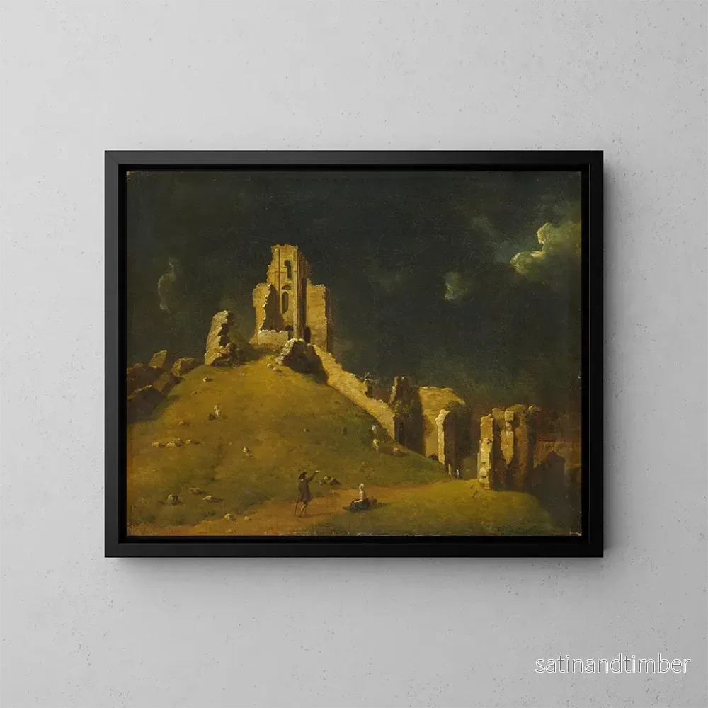 Reproduktion av målningen Château de Corfe, Dorset - John Inigo Richards