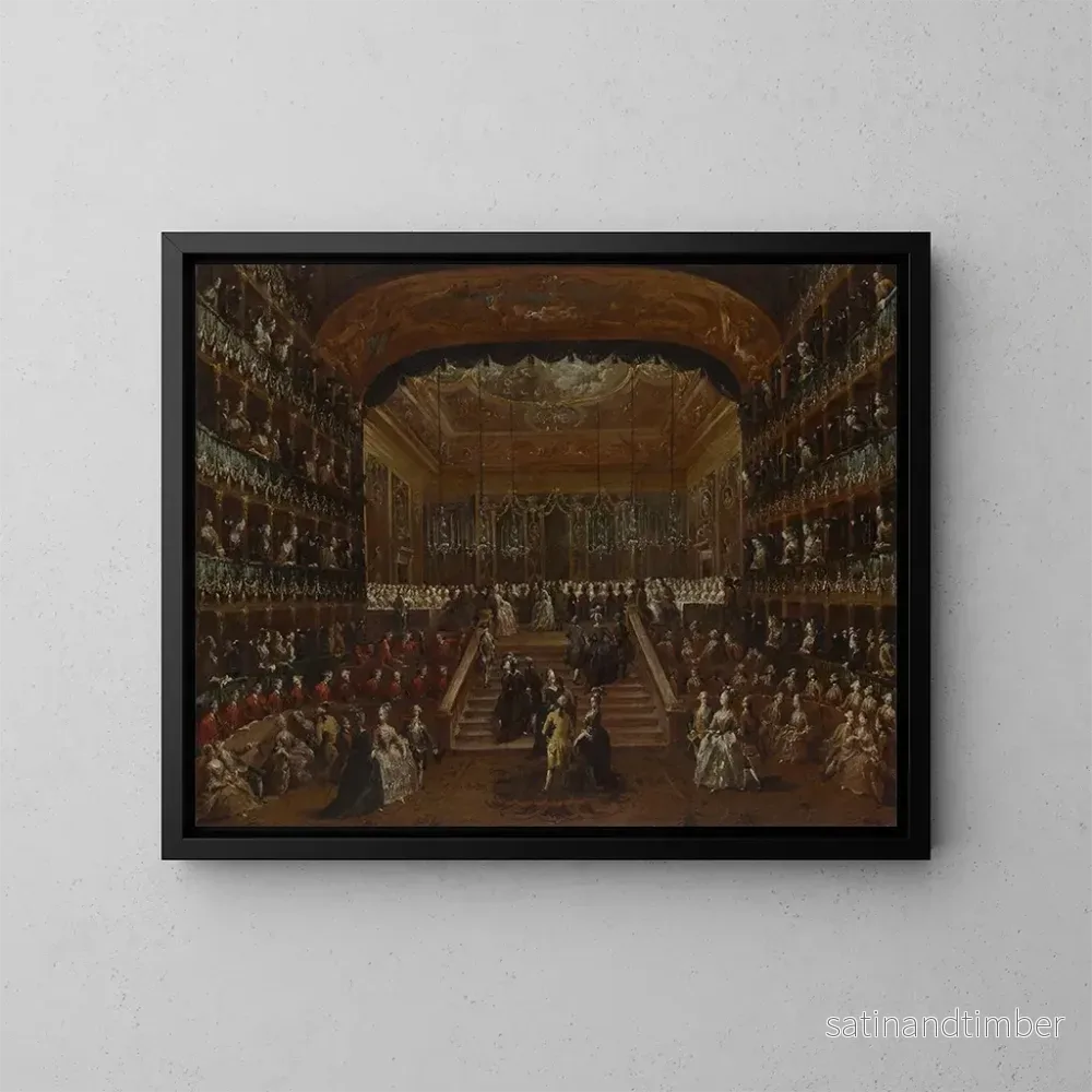 Reproduktion av målningen Interiören i Teatro San Benedetto i Venedig under balen 1782 till Conti del Nords ära – Francesco Guardi Reproduktion av målningen Interiören i Teatro San Benedetto i Venedig under balen 1782 till Conti del Nords ära – Francesco Guardi