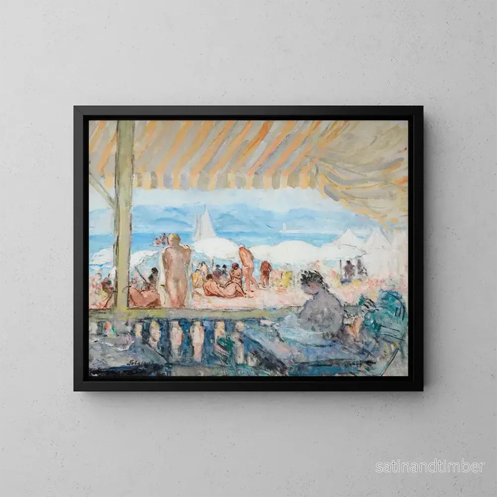 Reproduktion av målningen Veranda vid stranden i Cannes - Henri Lebasque