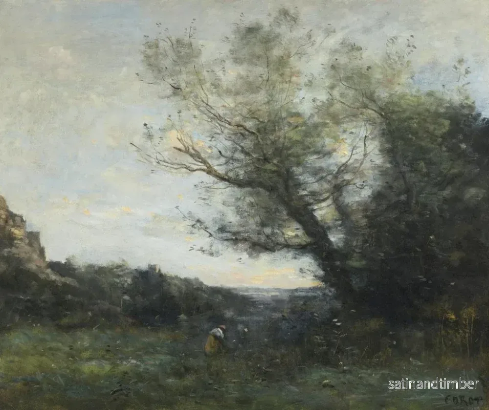 Reproduktion av målningen Souvenir d'Italie. La cueillette - Jean-Baptiste-Camille Corot - Bild 2