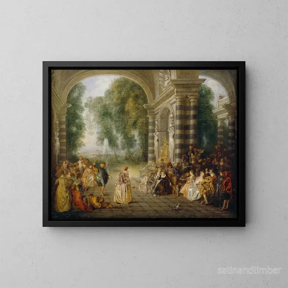 Reproduktion av målningen Les Plaisirs du bal - Jean-Antoine Watteau